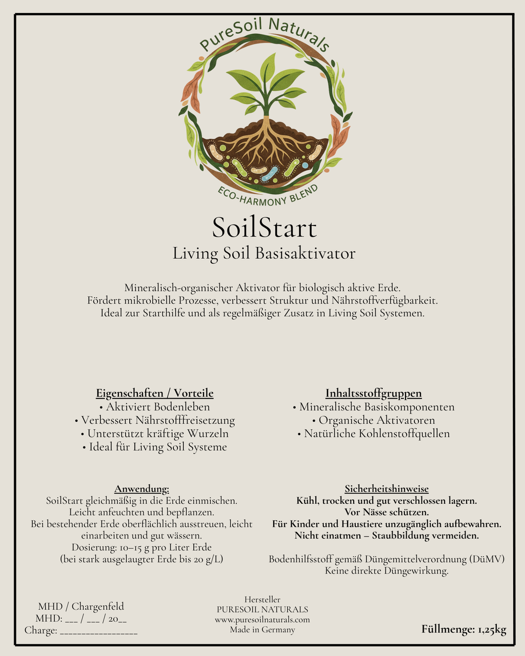PureSoil Starter L – Living-Soil-Aktivierung (80–120 L Erde)